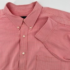 Eddie Bauer Mens XXXL Red Gingham Checkered Button Down Long Sleeve Shirt