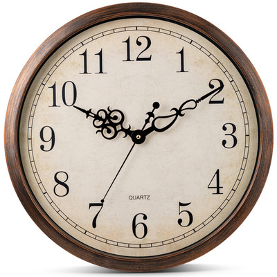 Bernhard Products Vintage Brown Wall Clock Silent Non Ticking 18 Inch Extra