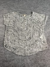 Banana Republic Sheer Patterned Short Sleeve Blouse   Size Small   Lightweight