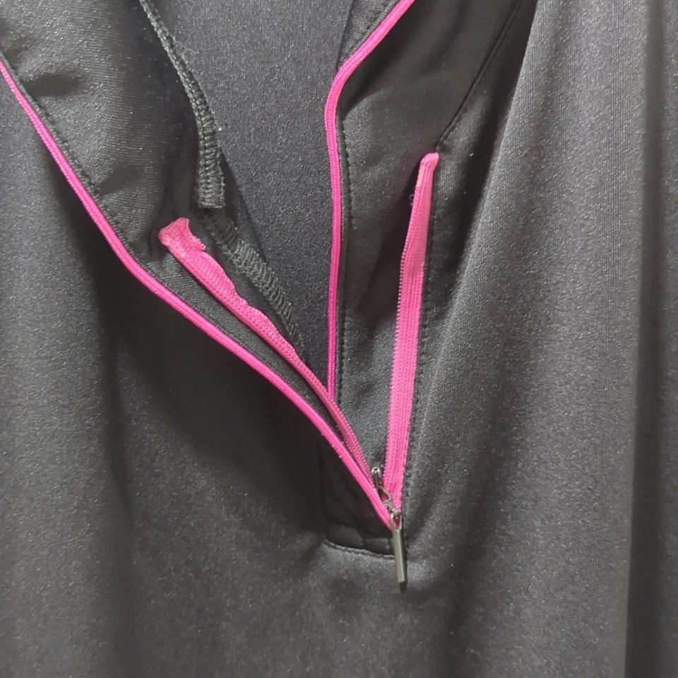 EP Pro Tour Tech Ladies Golf Polo Shirt 1/4 Zip Black Pink Women's Size M - Image 3 of 4