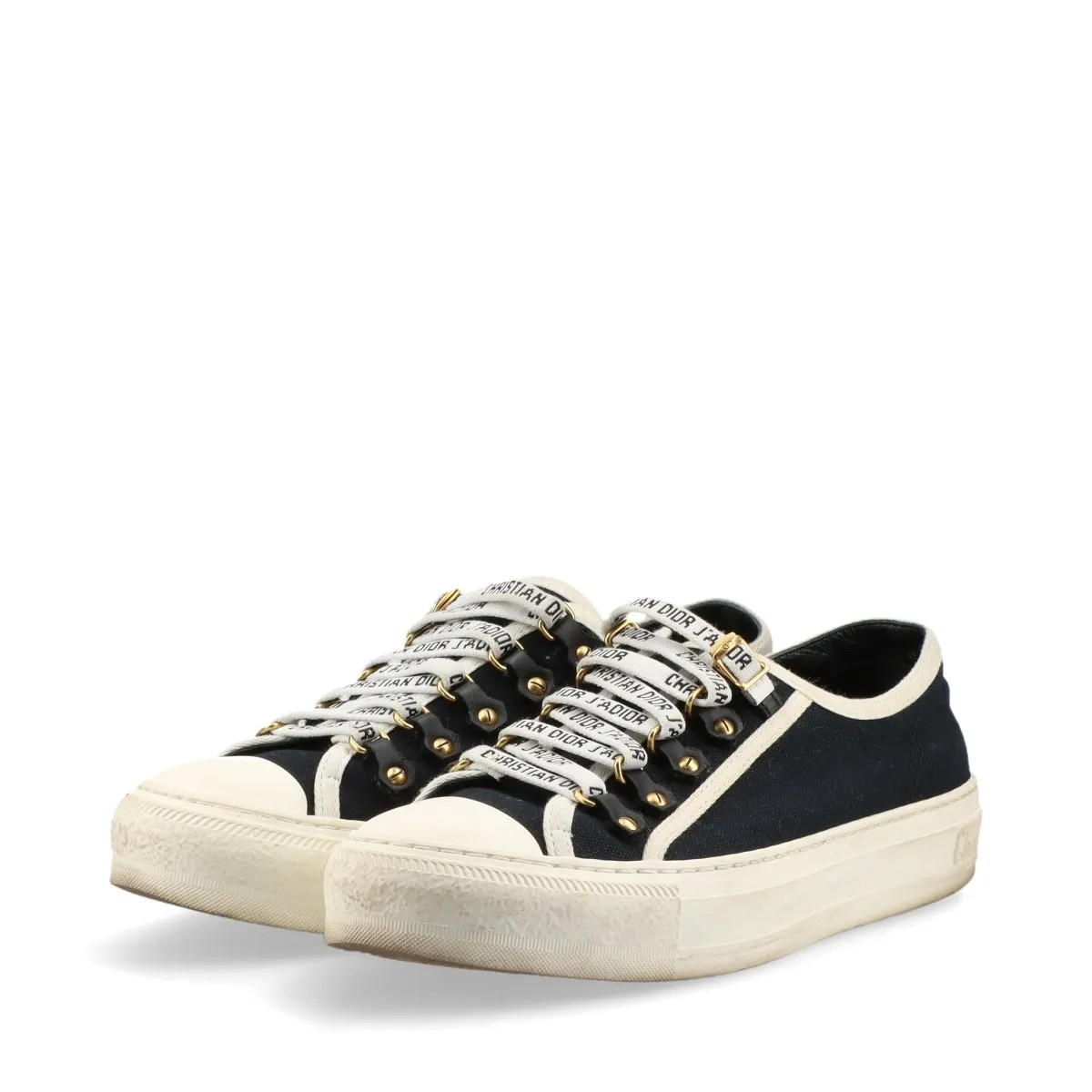 Christian Dior WALK'N'DIOR Canvas & Leather Sneakers 36 Ladies' navy x ivory DC0 thumbnail 5
