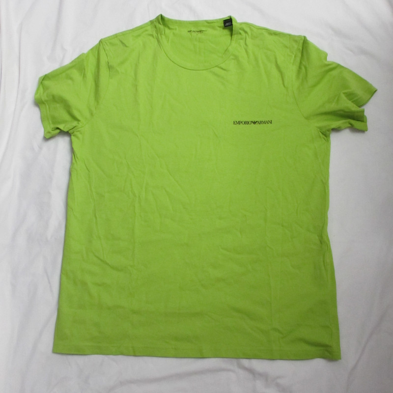 mens all cotton 100% t shirt EMPORIO ARMANI underwear XL neon green logo medium