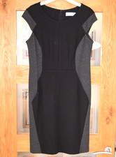 Wallis Black Grey Colour Block Dress Size 12 Sleeveless Work Casual Smart Used