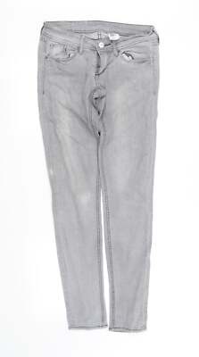 H&M Damen Jeans grau Baumwollmischung Straight Größe S W25 L32