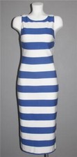 TRAFALUC Zara Wide Royal Blue White Stripes Sleeveless Long Body Con Dress Wms L