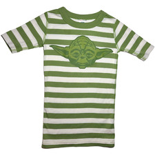 Hanna Andersson 6 7 Yoda Green White Stripe Organic Cotton Pajama Top Star Wars