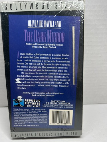 The Dark Mirror Olivia De Havilland Brand New Unopened VHS Tape OOP Sealed HTF - Imagen 4 de 5
