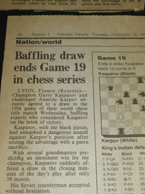 Kasparov - Karpov World Championship Match (1990) chess event