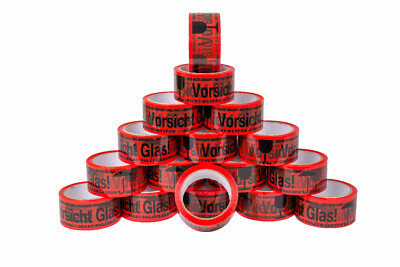 12x Rollen Klebeband Vorsicht Glas Echte 66m Packband Paketband Paketklebeband C