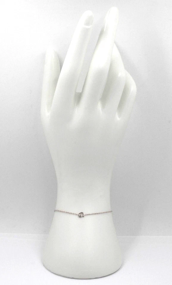 Pulsera Rolo Fina Oro Blanco 18k con Central Pequeña 5mm Letra Inicial G Foto 4 de 4