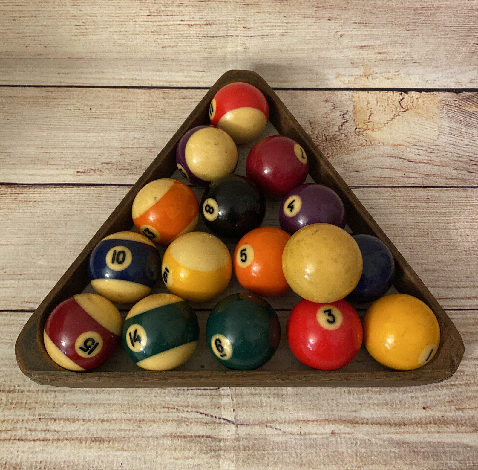 16 Vintage Billiard Pool mart Balls Triangle and Rack Ranking TOP16 a Wooden