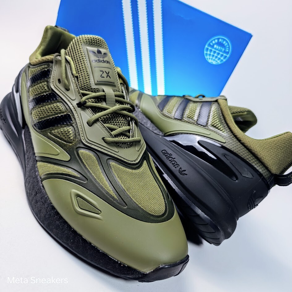 Adidas ZX 2K US 13 Men's Olive Green Black Rare Retro Boost Lifestyle GW0518 New thumbnail 4