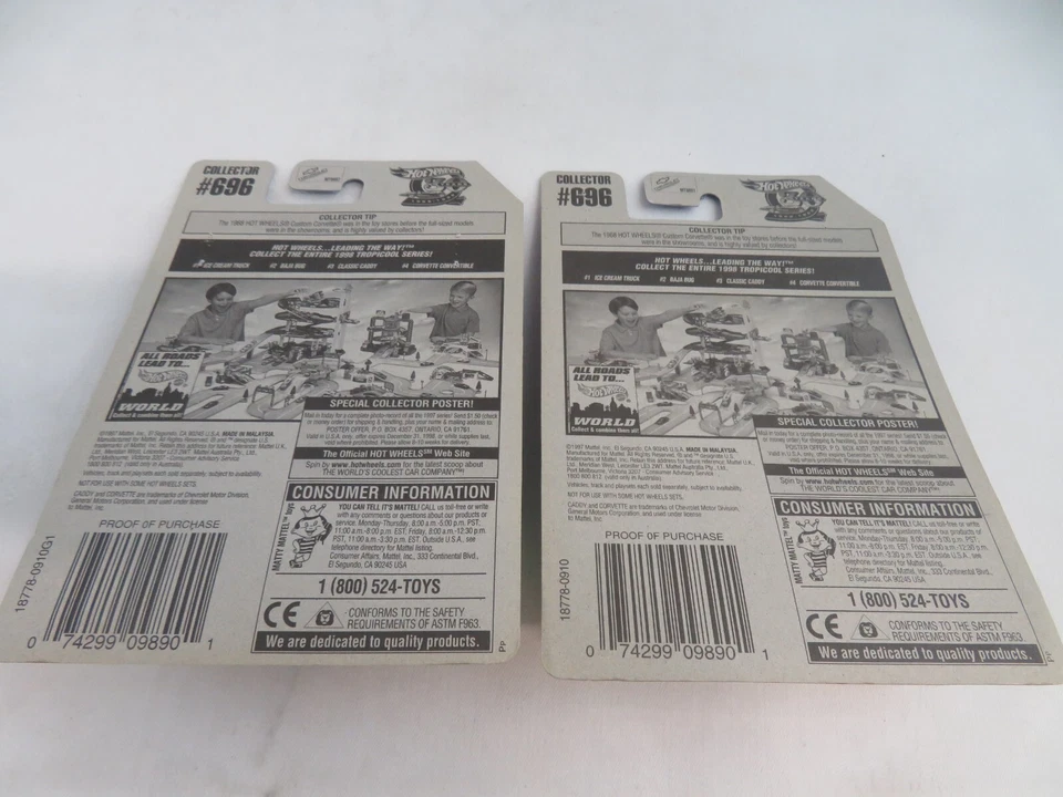 Hot Wheels Tropicool Series Corvette 1998 convertible #696 lote de 2 Foto 4 de 4