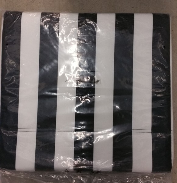 IKEA POANG Footstool Cushion STENLI Black White Stripes Ottoman Cover POÄNG