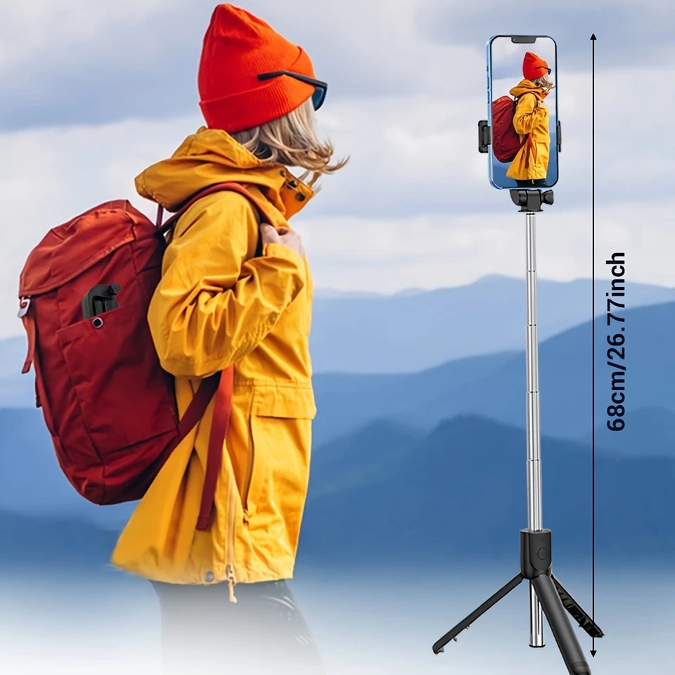 Selfie stick tripod wireless remote control phone stand, iPhone and Android use - Image 4 of 4