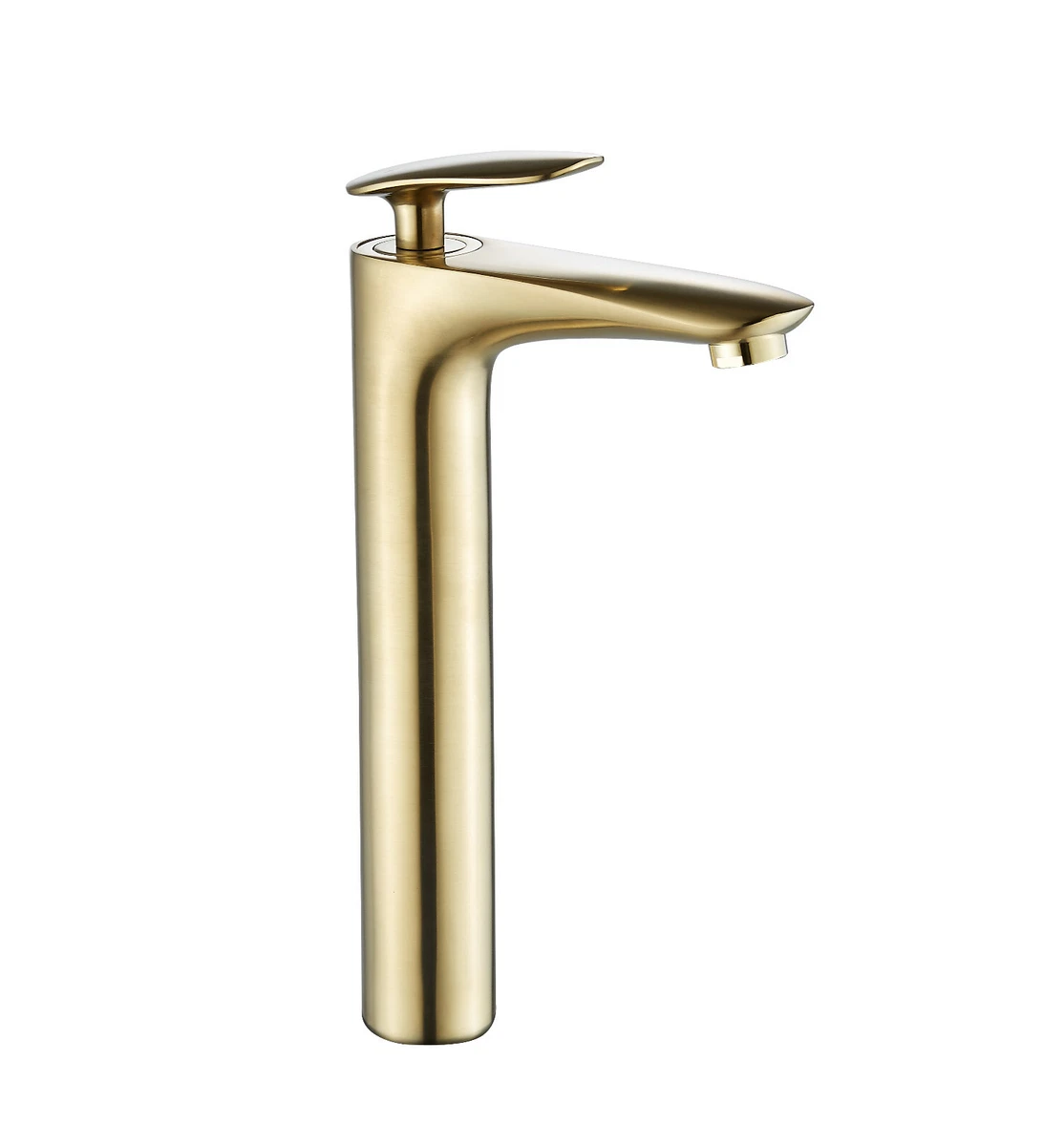 Wasserfall-Waschtischarmatur In Gold – Hohe Mischbatterie Aus Messing, Moderne Einlochmontage Fürs Badezimmer