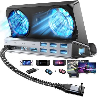 Dual Cooling Fans Multi Monitor 14 in 1 Steam Deck Docking Station ... Fast Ship