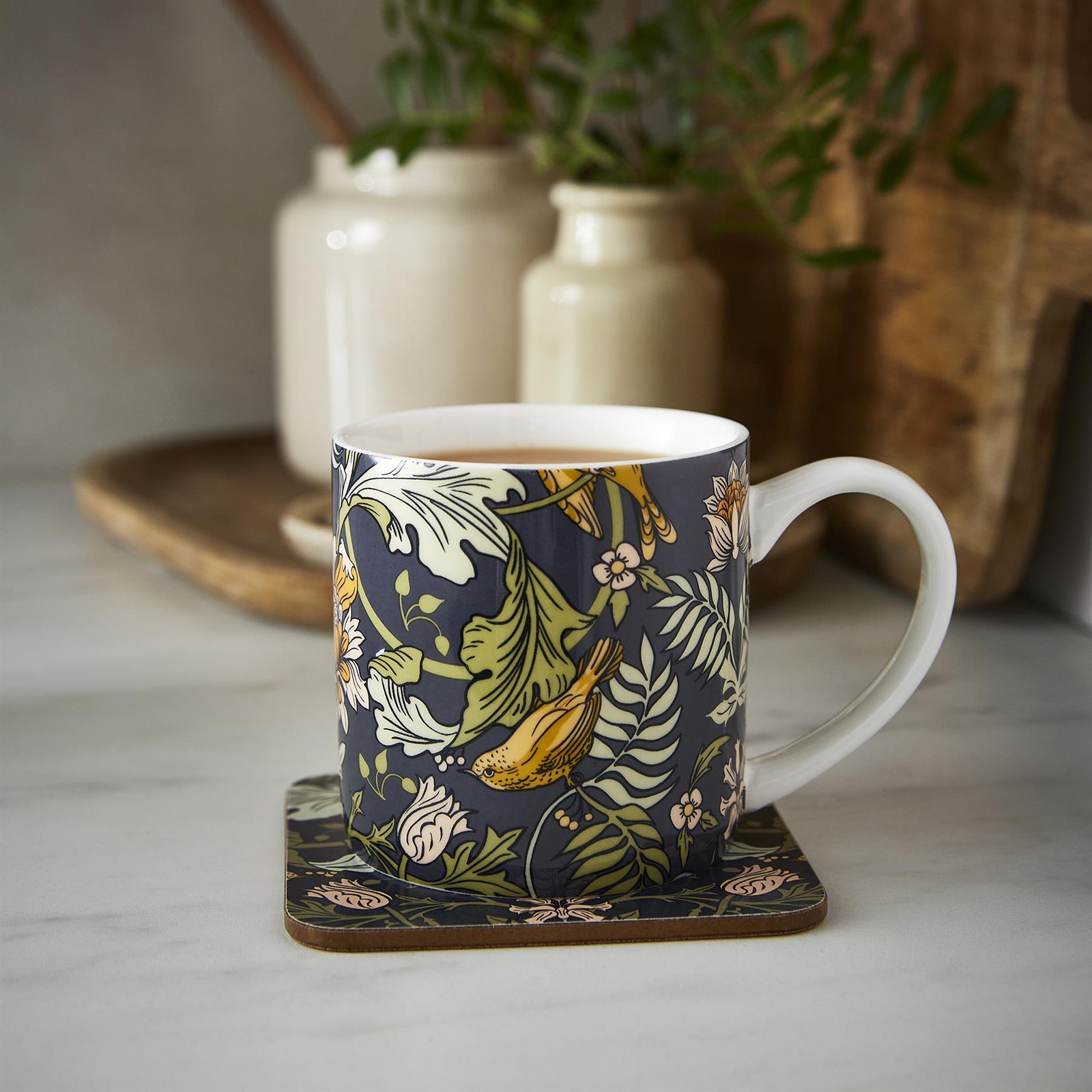 Bone China Mug Ulster Weavers Finch & Flower Bone China Navy - Image 2