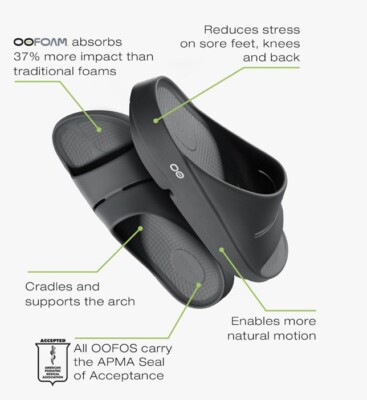 OOFOS OOahh Slide Recovery Sandals Black Womens Size 9 | eBay display picture 2