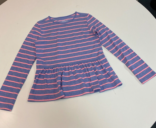 GIRLS VINYARD VINES EDGARTWON TOP SIZE S (7-8) PINK AND BLUE STRIPE - Picture 2 of 4