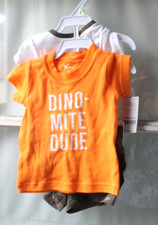 New Carter's 3 pc Dinosaur Outfit Boys size 3 mon 2 Shirt  Shorts 26 - R -9