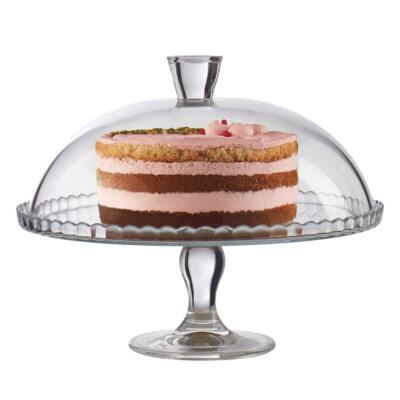 Amici Home Alzata Per Torte In Vetro Verde - Piatto Da Portata Rotondo Stile Vintage Per Dessert, Cupcake E Biscotti - Espositore Per Feste E Matrimoni 26,5 Cm