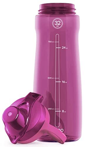 BPA-Free Plastic Water Bottle with Chug Lid, Fuchsia, 32 oz.