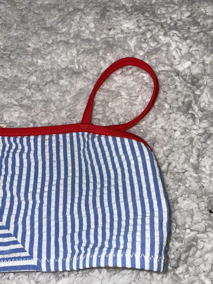 Crewcuts Girls Sz. 8 Blue Seersucker Style Bikini Top. Cute - Image 2 of 4