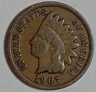 Indian Head Penny Lot of "1" VERY NICE 1907 GOOD OR BETTER°$ FREE SHIPPING $#060