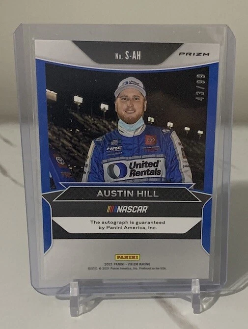 2021 Panini Prizm Racing Austin Hill Auto Purple Velocity Signing Sessions 43/99 - Image 2 of 2
