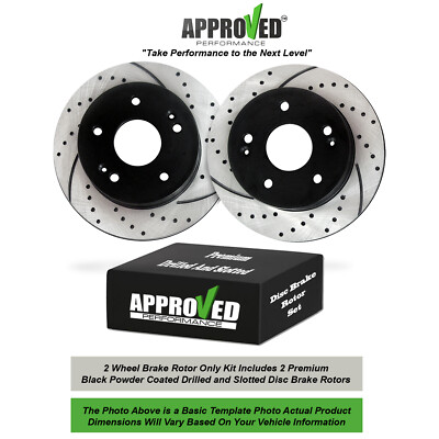 Rear Set Premium Drilled and Slotted Disc Brake Rotors (Brake Rotors Only)