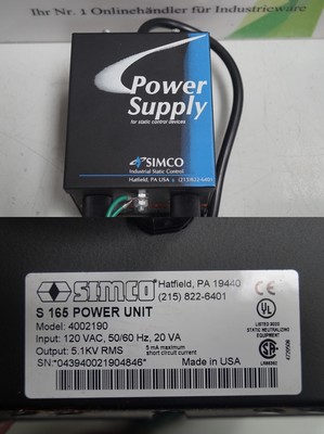 SIMCO S 165 POWER UNIT MODEL: 4002190 POWER SUPPLY