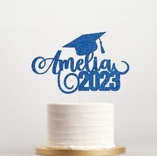 Personalised Graduation 2023 Cake Topper Any Name Congrats Glitter UK