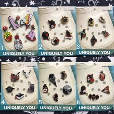 Crocs Handmade jibbitz 5pc Gothic rose Raven Crow Metal Skull shoe charms set