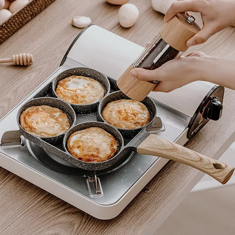 Egg Frying Pan 4 Section Divided Skillet Square Egg Pan Nonstick Egg  Breakfast