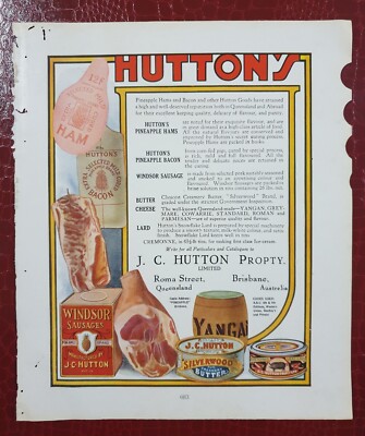20's HUTTON'S Hams Bacon Sausage Cheese AUSTRALIA Ad Advertising 9.50in x 11in