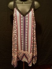 New CITY STUDIO Multicolor Sleeveless Crochet Straps Short Dress Size S Small