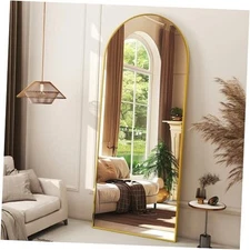 56" x21 Arched Full Length Mirror Floor Mirrors with Aluminum 56"L x 21"W Gold
