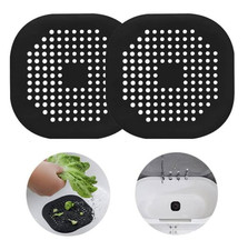 2 Pack Black Silicone Square Drain Cover Hair Catcher for Shower Tub Sink Bath