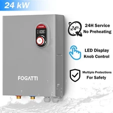 FOGATTI 6.0 GPM Electric Tankless Water Heater 24kW 240V Instant Hot Water