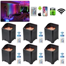 6pcs Black 6x18w RGBWAUV Uplight Battery Wireless LED Par Light for Wedding Show