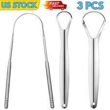 3 PCS Metal Tongue Scraper Stainless Steel Tongue Scrapers for Adults Kids