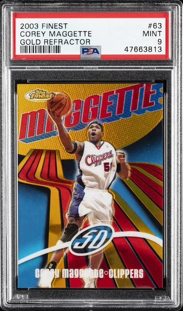 2003 TOPPS FINEST GOLD REFRACTOR #63 COREY MAGGETTE #/25 PSA 9