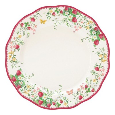 Speiseteller JARDIN DES FRAISES Erdbeeren weiß rot D. 28cm Porzellan Easy Life