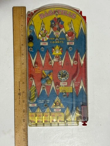 1950's Vintage MARX Toys Tin Tabletop Pinball Game USA Bagatelle - Works