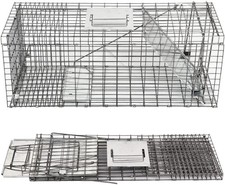 Live Animal Cage Trap Heavy Duty Folding Raccoon Traps, Cat Trap Catch Release