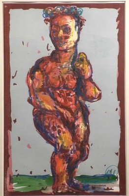 mn1/10  Markus Lüpertz  Holzschnitt von Hand übermalt  90er Jahre   Aphrodite''