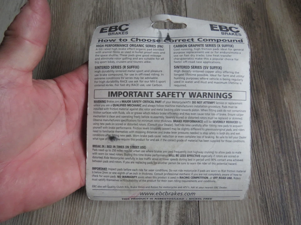 EBC FA258R 长寿命烧结刹车片 KX80 KX100 KX112 RM85 RM85L RM100 OM30 — 第 2/2 张图片