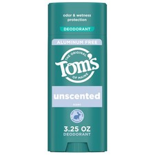 Tom  s of Maine Unscented Aluminum Free Natural Deodorant For Women  Men  Goes