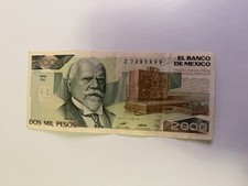 MEX Bank Notes: El Banco de Mexico S.A 2000 Pesos 1989 Serie DK Serie Z7398999